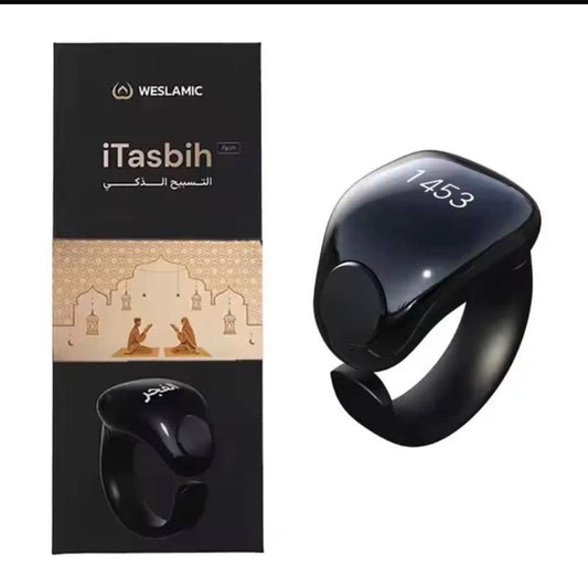 Anneau de Zikr Numérique iTasbih - Chapelet Électronique avec Boussole Qibla et Réveil pour Ramadan